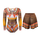 Women Long-Sleeved Mesh One-Piece Swimsuit