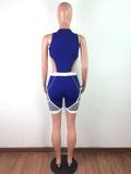 Cut-Out Sleeveless Color Block Patchwork Tight Fitting Casual Sporty Sexy Jumpsuit