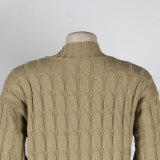 Fashion Women's Autumn Winter Solid Color Long Knit Cardigan Coat