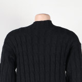 Fashion Women's Autumn Winter Solid Color Long Knit Cardigan Coat