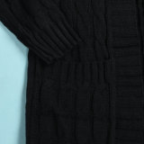 Fashion Women's Autumn Winter Solid Color Long Knit Cardigan Coat