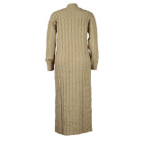 Fashion Women's Autumn Winter Solid Color Long Knit Cardigan Coat