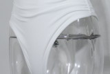 Women Halter Neck Lace-Up Backless Sleeveless Top with V-Neck Pleated Bodysuit