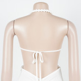 Fashion Women's Halter Neck Knit Cut-Out Sexy Slit Dress