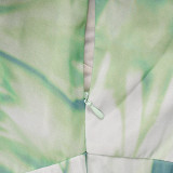 Elegant Long Dress Pleated African Plus Size Women's Print Chiffon Dress