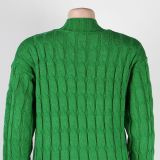 Fashion Women's Autumn Winter Solid Color Long Knit Cardigan Coat