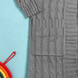 Fashion Women's Autumn Winter Solid Color Long Knit Cardigan Coat