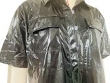 Women's Fashion Casual Shiny Faux Leather High Stretch Shirt Top