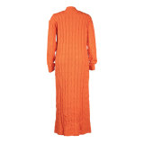 Fashion Women's Autumn Winter Solid Color Long Knit Cardigan Coat