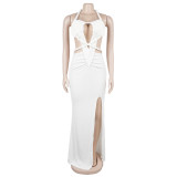 Fashion Women's Halter Neck Knit Cut-Out Sexy Slit Dress