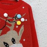 Women Fall/Winter Cartoon Deer Knitting Top with Knitting