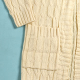 Fashion Women's Autumn Winter Solid Color Long Knit Cardigan Coat