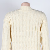 Fashion Women's Autumn Winter Solid Color Long Knit Cardigan Coat