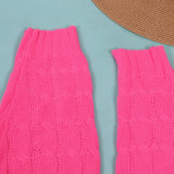 Fashion Women's Autumn Winter Solid Color Long Knit Cardigan Coat