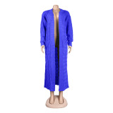 Fashion Women's Autumn Winter Solid Color Long Knit Cardigan Coat