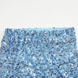 Sequin Party Evening Dress African Women's Plus Size Coat High Waist Dress Two-Piece Set