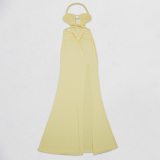 Fashion Women's Halter Neck Knit Cut-Out Sexy Slit Dress