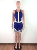 Cut-Out Sleeveless Color Block Patchwork Tight Fitting Casual Sporty Sexy Jumpsuit