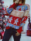 Women Casual Christmas Round Neck Long Sleeve Sweater