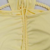 Fashion Women's Halter Neck Knit Cut-Out Sexy Slit Dress