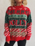 Women Christmas jacquard knitting round-neck casual sweater