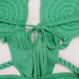 Fashion Women's Halter Neck Knit Cut-Out Sexy Slit Dress