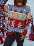 Women Casual Christmas Round Neck Long Sleeve Sweater