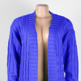 Fashion Women's Autumn Winter Solid Color Long Knit Cardigan Coat