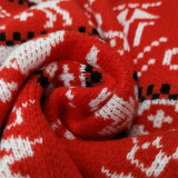 Women Fall/Winter Colorblock Deer Knitting Top with Round Neck