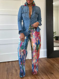 Women's Fashion Casual Straight Leg Painted Pants