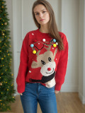 Women Fall/Winter Cartoon Deer Knitting Top with Knitting