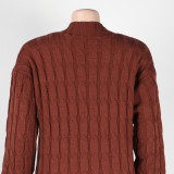 Fashion Women's Autumn Winter Solid Color Long Knit Cardigan Coat