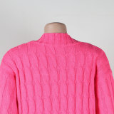 Fashion Women's Autumn Winter Solid Color Long Knit Cardigan Coat