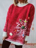 Women Fall/Winter Snowflake Themed Scarf Sweater (Two-Piece Set)