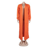 Fashion Women's Autumn Winter Solid Color Long Knit Cardigan Coat