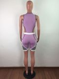 Cut-Out Sleeveless Color Block Patchwork Tight Fitting Casual Sporty Sexy Jumpsuit