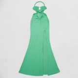 Fashion Women's Halter Neck Knit Cut-Out Sexy Slit Dress