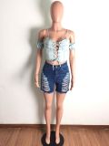 Women's Washed Distressed Destroyed Sexy Denim Shorts
