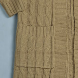 Fashion Women's Autumn Winter Solid Color Long Knit Cardigan Coat