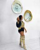 Women's Fashion Casual Shiny Faux Leather High Stretch Shirt Top