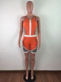 Cut-Out Sleeveless Color Block Patchwork Tight Fitting Casual Sporty Sexy Jumpsuit