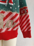Women Christmas jacquard knitting round-neck casual sweater