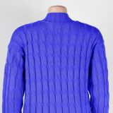 Fashion Women's Autumn Winter Solid Color Long Knit Cardigan Coat