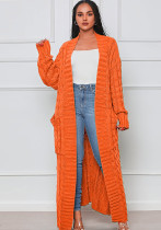 Fashion Women's Autumn Winter Solid Color Long Knit Cardigan Coat Fashion Women's Autumn Winter Solid Color Long Knit Cardigan Coat