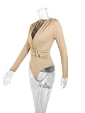 Women Fall/Winter V-Neck Long-Sleeved Bodysuit