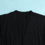 Fashion Women's Autumn Winter Solid Color Long Knit Cardigan Coat