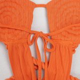 Fashion Women's Halter Neck Knit Cut-Out Sexy Slit Dress