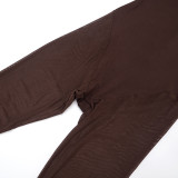 Women's Autumn Solid Color Casual Slim Fit Patchwork Long Sleeve Arm Cut-Out Mesh Long Jumpsuit