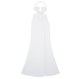 Fashion Women's Halter Neck Knit Cut-Out Sexy Slit Dress