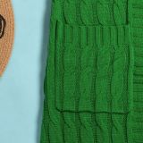 Fashion Women's Autumn Winter Solid Color Long Knit Cardigan Coat